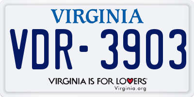 VA license plate VDR3903