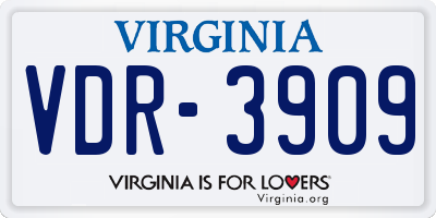 VA license plate VDR3909