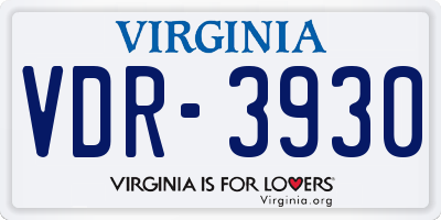 VA license plate VDR3930