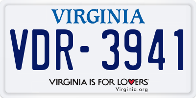 VA license plate VDR3941
