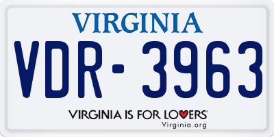 VA license plate VDR3963
