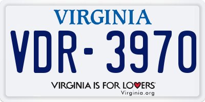 VA license plate VDR3970
