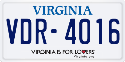VA license plate VDR4016