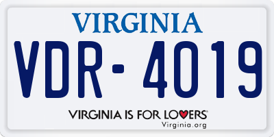 VA license plate VDR4019