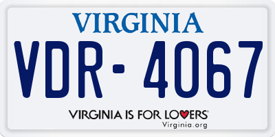 VA license plate VDR4067