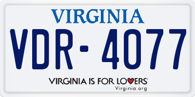 VA license plate VDR4077