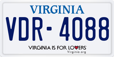 VA license plate VDR4088