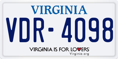 VA license plate VDR4098