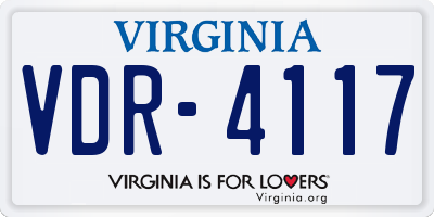 VA license plate VDR4117