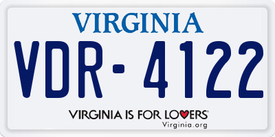 VA license plate VDR4122