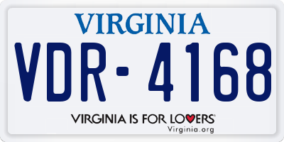 VA license plate VDR4168