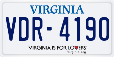 VA license plate VDR4190