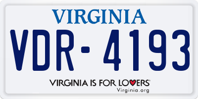 VA license plate VDR4193
