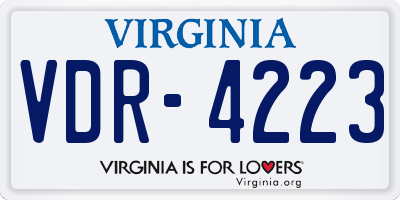 VA license plate VDR4223