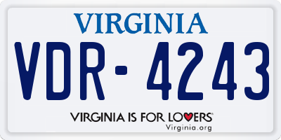 VA license plate VDR4243