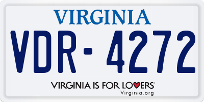 VA license plate VDR4272