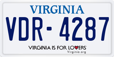 VA license plate VDR4287