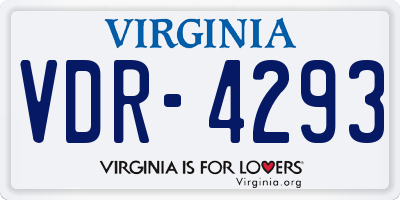 VA license plate VDR4293
