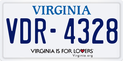 VA license plate VDR4328