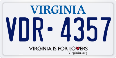 VA license plate VDR4357