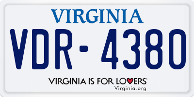 VA license plate VDR4380