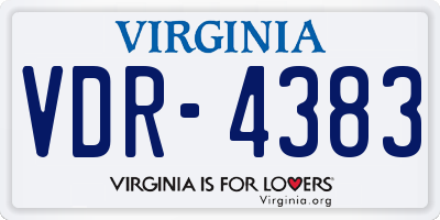 VA license plate VDR4383