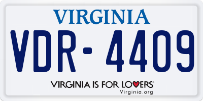 VA license plate VDR4409