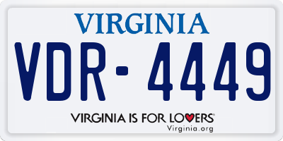 VA license plate VDR4449
