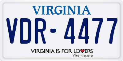 VA license plate VDR4477