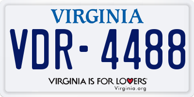 VA license plate VDR4488