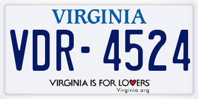 VA license plate VDR4524