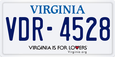 VA license plate VDR4528
