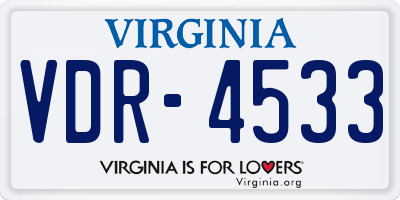VA license plate VDR4533