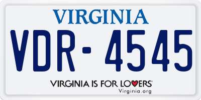 VA license plate VDR4545