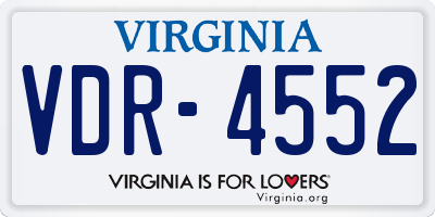 VA license plate VDR4552