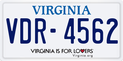 VA license plate VDR4562