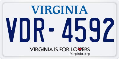 VA license plate VDR4592