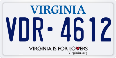 VA license plate VDR4612