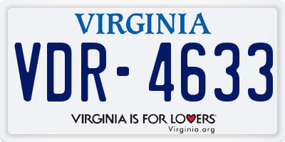 VA license plate VDR4633