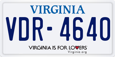 VA license plate VDR4640