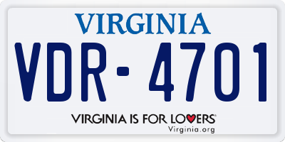 VA license plate VDR4701