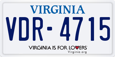 VA license plate VDR4715