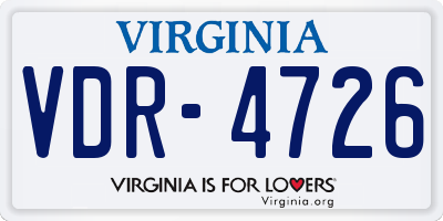 VA license plate VDR4726
