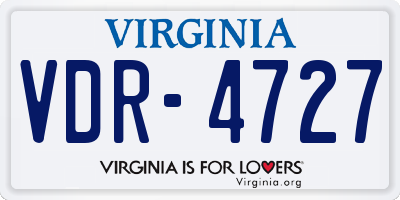 VA license plate VDR4727