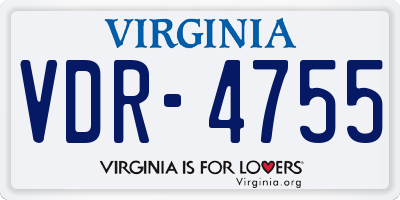 VA license plate VDR4755