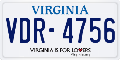 VA license plate VDR4756