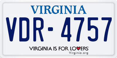 VA license plate VDR4757