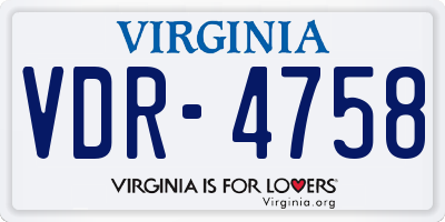 VA license plate VDR4758