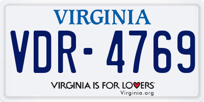 VA license plate VDR4769