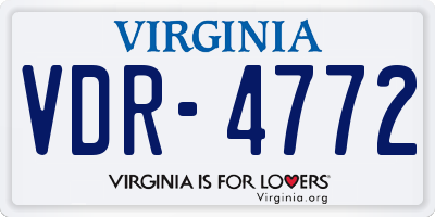 VA license plate VDR4772